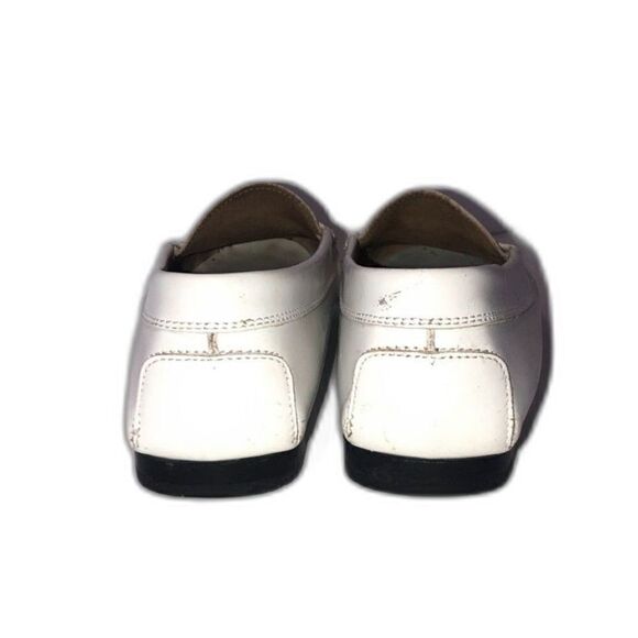 TOD'S Leather Penny Loafers Women's 6.5 White Tan *U shaped Heel* Driving Shoes - Picture 6 of 11